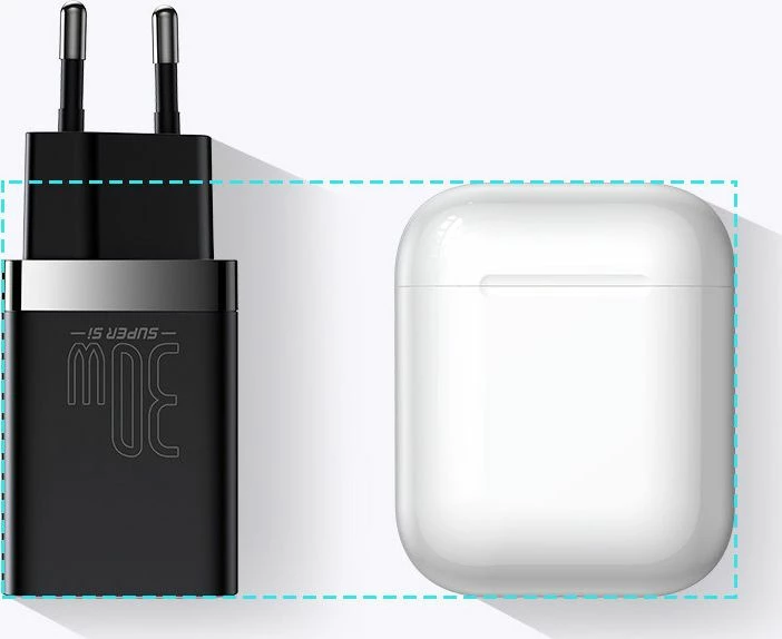 Karikues rrjeti Baseus Super Si Pro CCSUPP-E02 30W PD/QC, 1x USB-A + 1x USB-C, 3A, i bardhë
