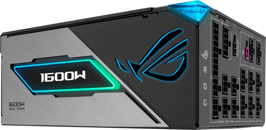 Furnizues energjie (PSU) ASUS ROG Thor 1600W Titanium III, 80 Plus Titanium, ATX 3.1, plotësisht modular, 2x 12VHPWR, OLED, zi/argjend