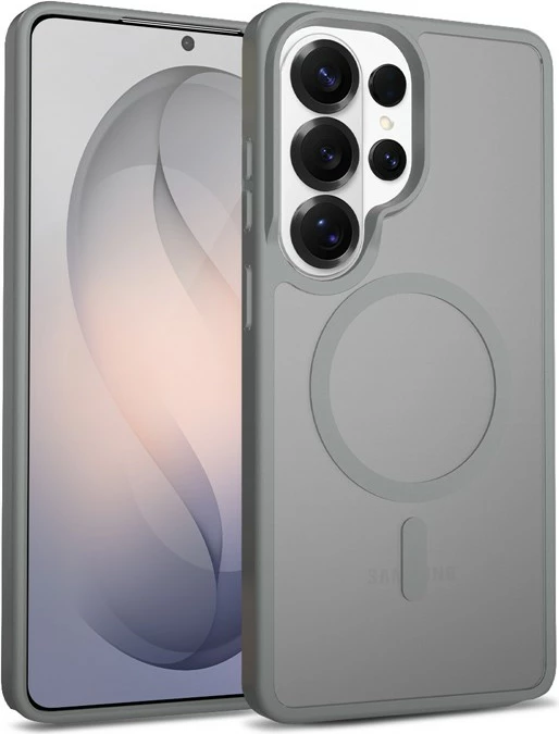 Mbështjellës magnetik mat CRONG Hybrid Matte Magnetic MagSafe për Samsung Galaxy S26 Ultra, polikarbon, gri