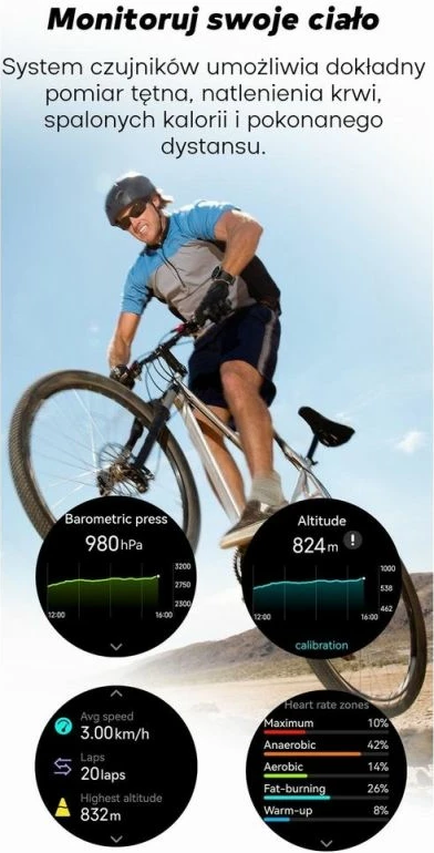 Smartwatch për meshkuj Gravity, rrip i zi dhe i kaltër