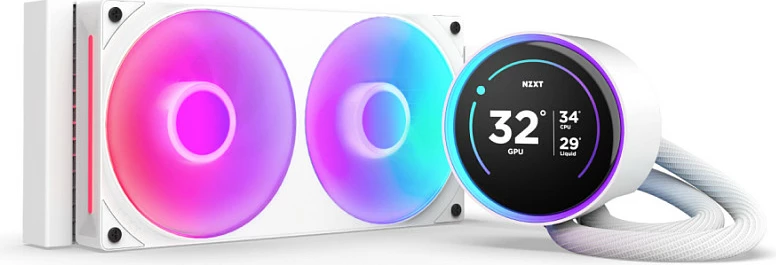Ftohës uji AIO NZXT Kraken Elite V2 240 RGB, LCD Display, 2x120mm, i bardhë