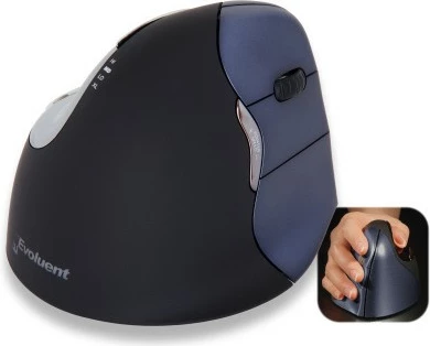 Maus Evoluent Evoluent4, wireless, 6 butona, për dorën e djathtë, zi/blu