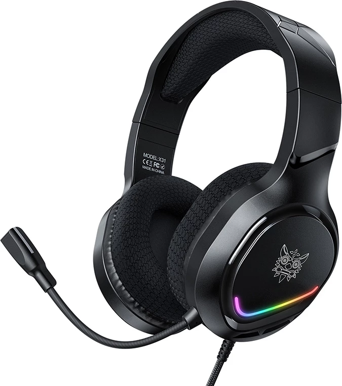 Kufje gaming me mikrofon, ONIKUMA X31, 50 mm, USB + 3.5 mm, RGB, me kabllo, zi
