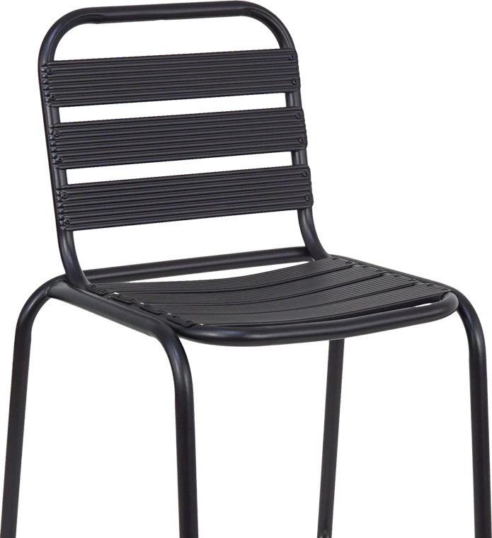 Karrige për bar Sussie, metal i zi me slata alumini, 58x58x111cm