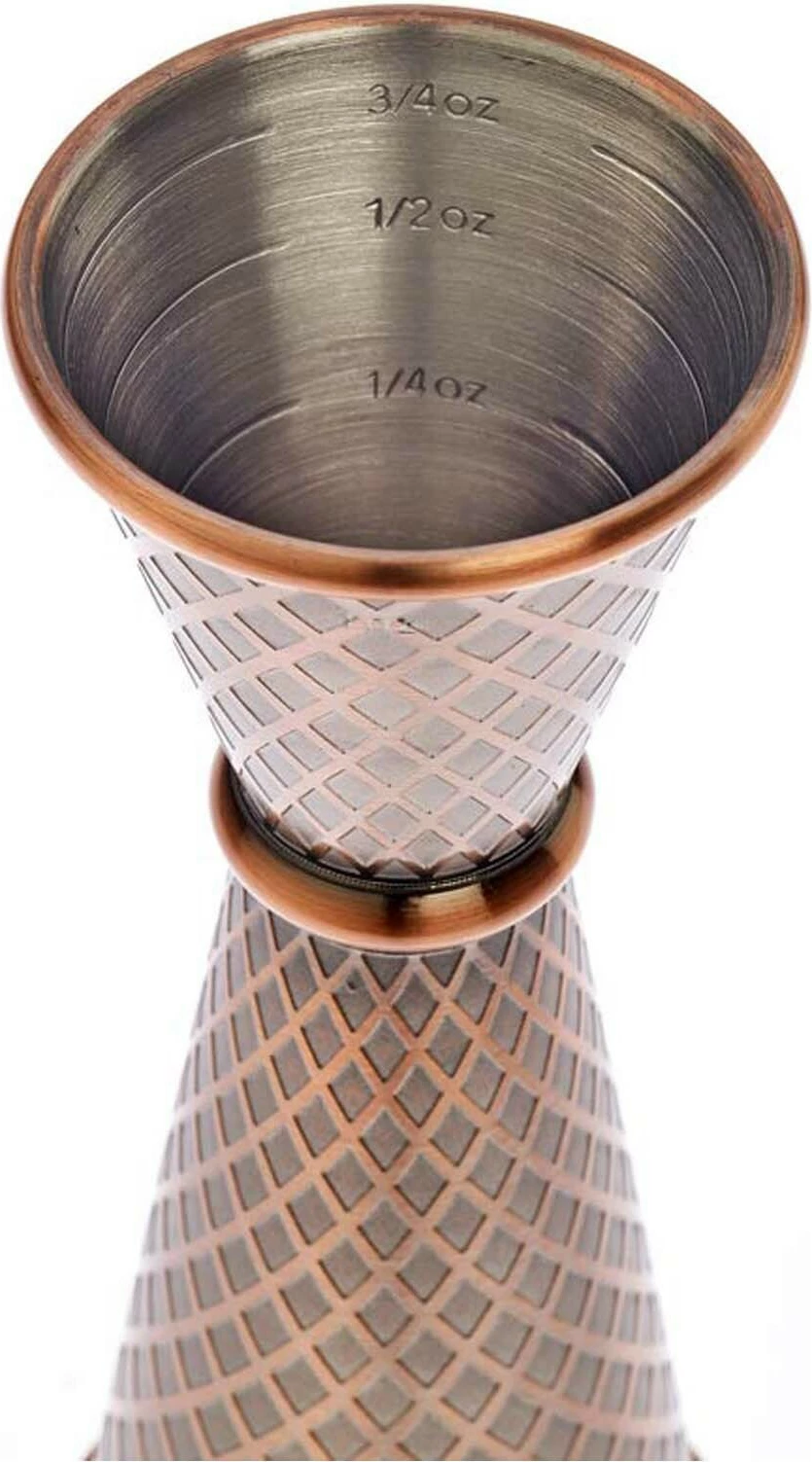 Jigger japonez, BarFly, Diamond Lettice, 30/60 ml, çelik inox 18/8, bakër antik