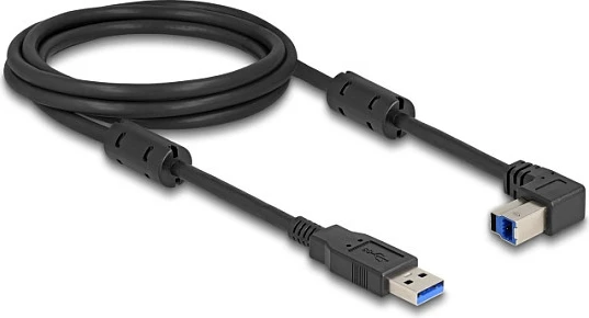 Kabllo USB DeLOCK USB 3.2 Gen 1, Type-A në Type-B 90°, 2 m, e zezë