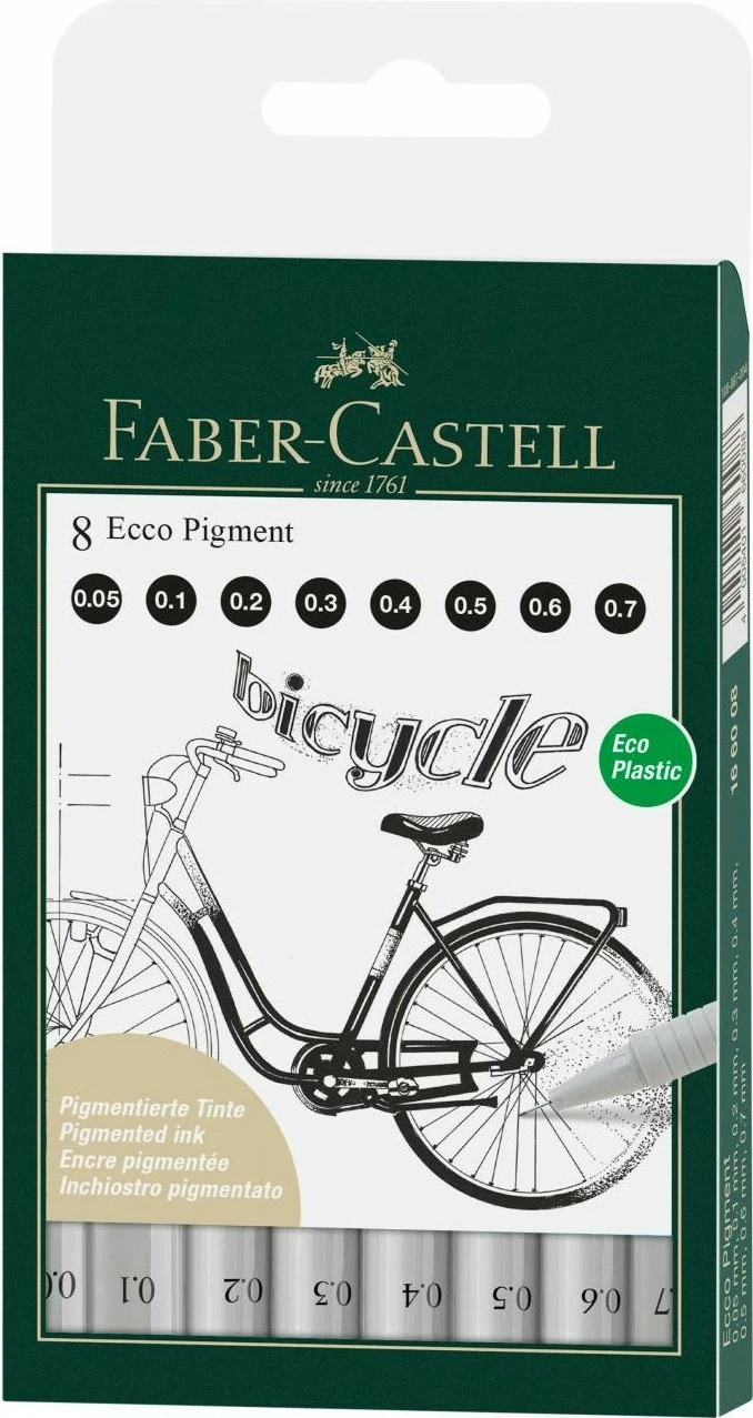 Set lapsa teknikë Faber-Castell 166008, pigment, 8 copë, zi/bardhë