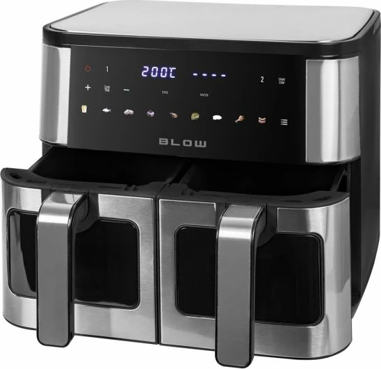 fryer me ajër të nxehtë BLOW 2500W 9L, dy dhoma, e zezë/inoks