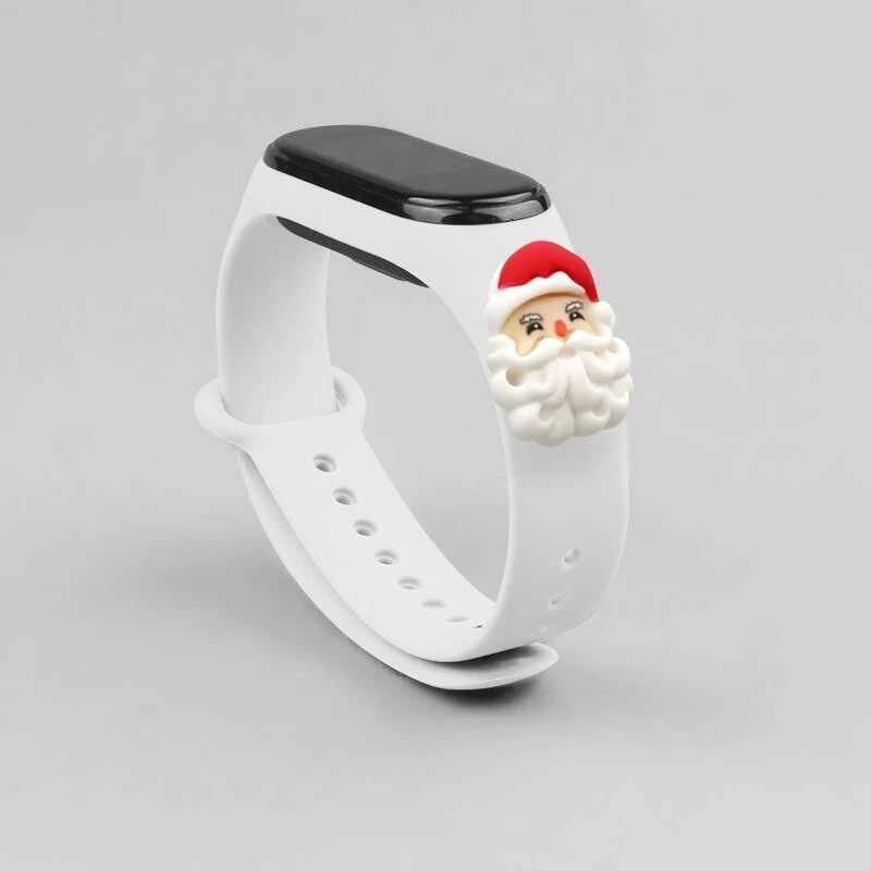 Rrip festiv silikon për Xiaomi Mi Band 3/4 Hurtel, i bardhë me Babagjysh
