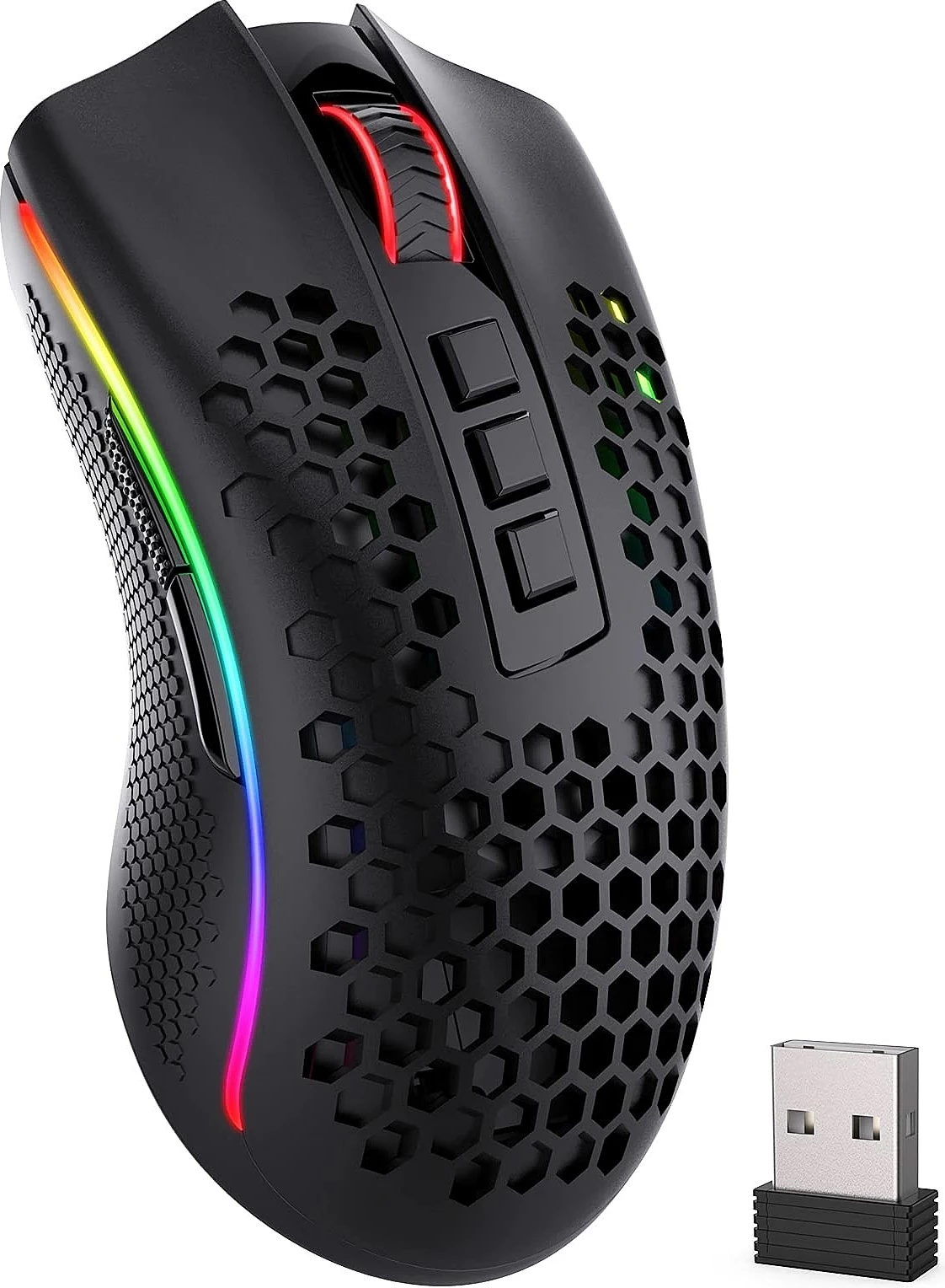 Maus gaming Redragon M808 Storm Pro, wireless/me kabllo, RGB, 7 butona, 16000 DPI, 98 g, i zi