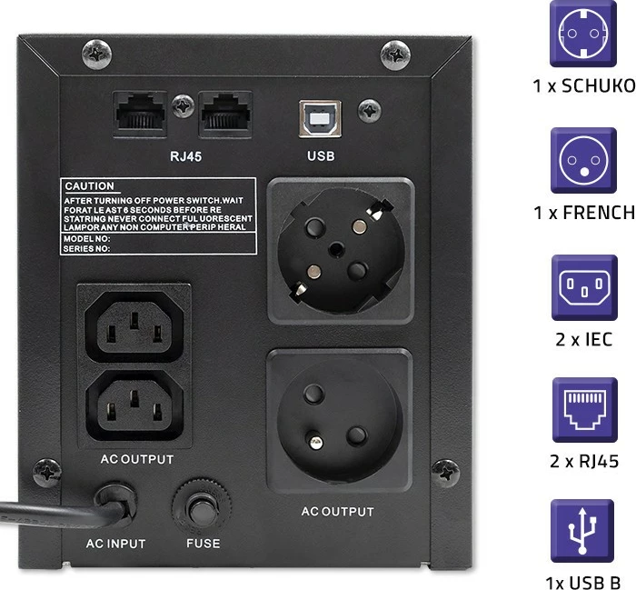 Kasë UPS Qoltec Monolith 2000VA 1200W, e zezë