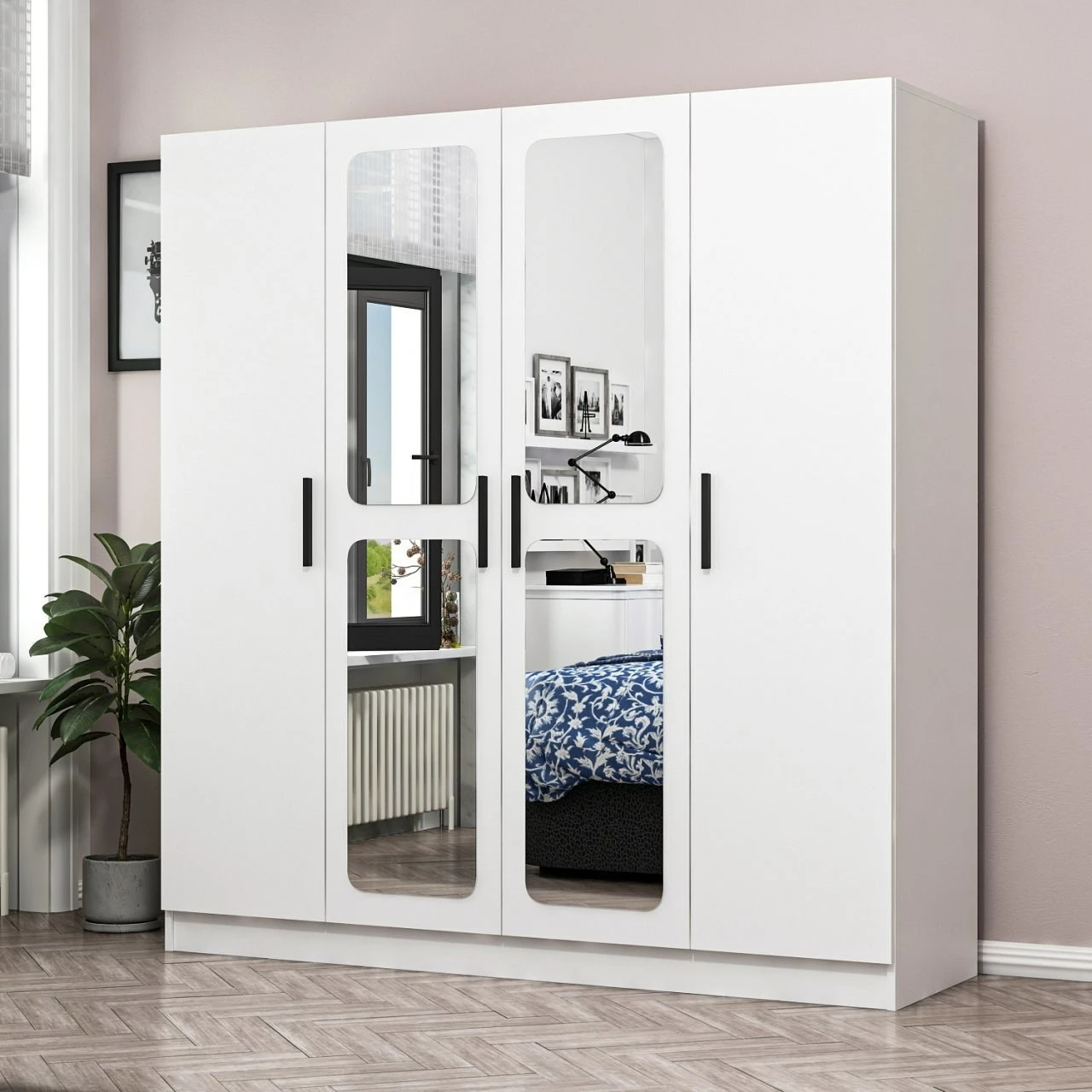 Dollap për dhomë gjumi, ngjyrë e bardhë, Skye Decor, Kale - 2436