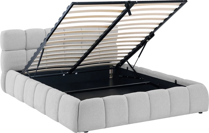 Krevat Jeby me hapësirë për depo, stof gri, 160x200cm