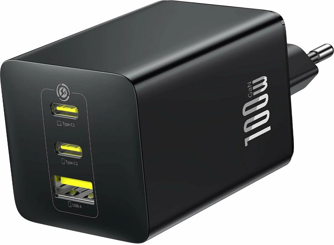 Karikues rrjeti Baseus EnerFill FE11 GaN 100W 2x USB-C + 1x USB-A, i zi