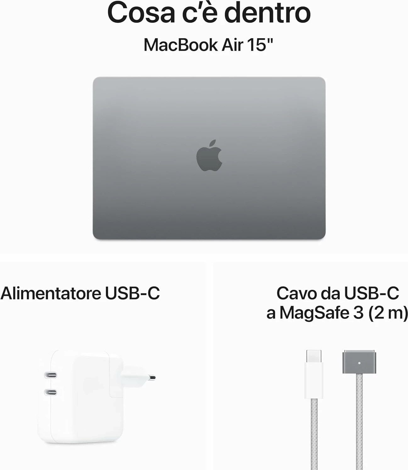 Apple MacBook Air, 15", M3 8-Core, 8GB RAM, 256GB SSD, 10-Core GPU, Grey (Qwerty) 