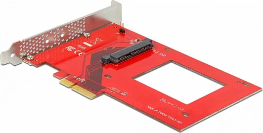 Kartelë PCIe DeLOCK, PCI Express x4 në 1x U.3 internal, NVMe, e kuqe/argjendtë