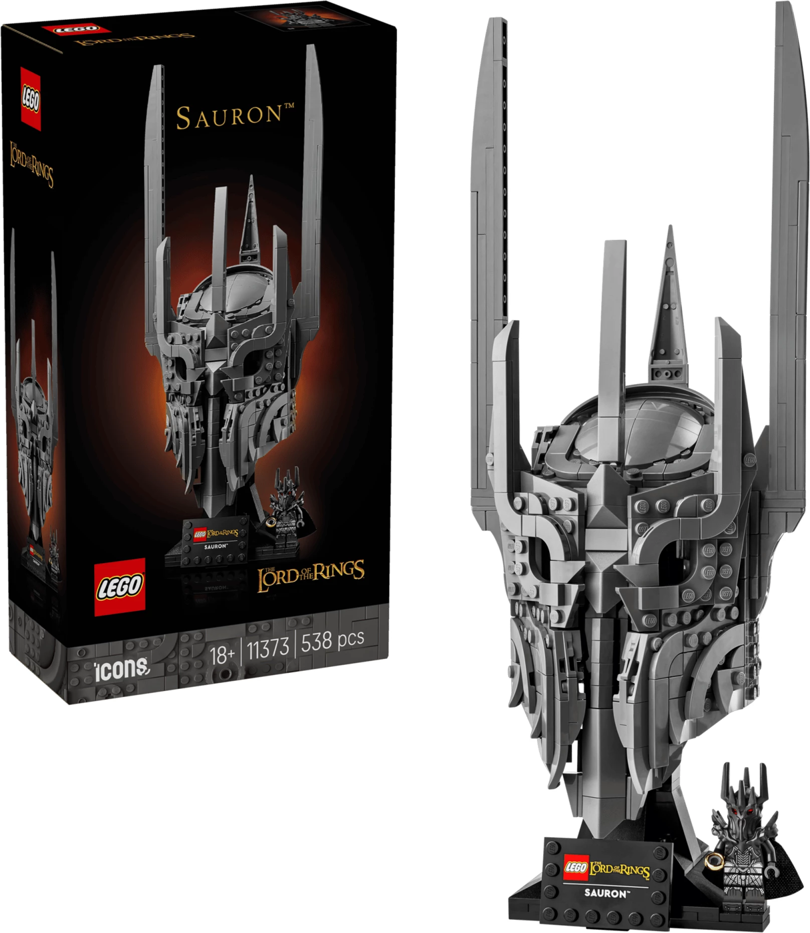 Set ndërtimi LEGO Icons The Lord of the Rings Helmeta e Sauron-it 538 copë #11373, 18+, me 1 minifigurë