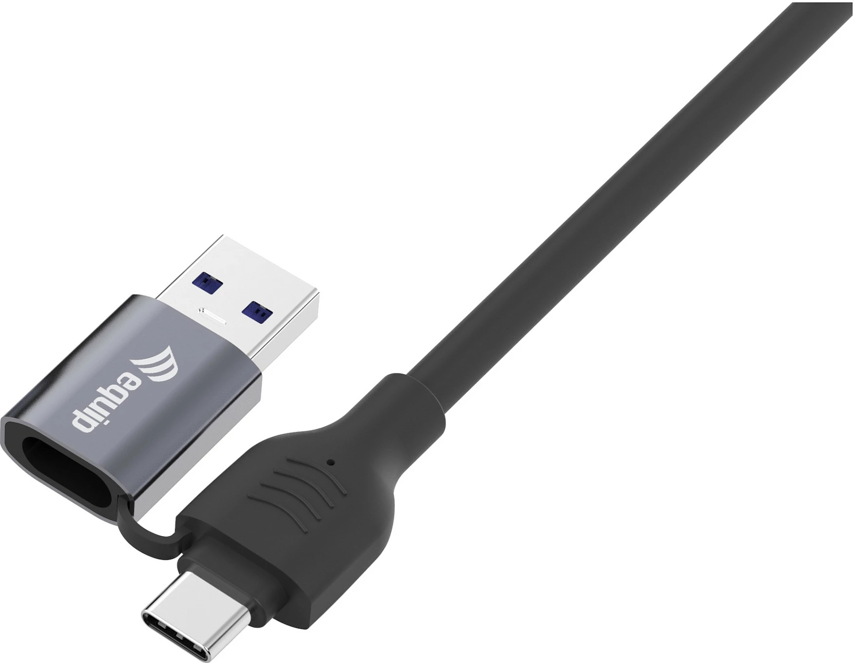 Adapter rrjeti EQUIP USB-C/USB-A në RJ45, Gigabit, 1m, i zi