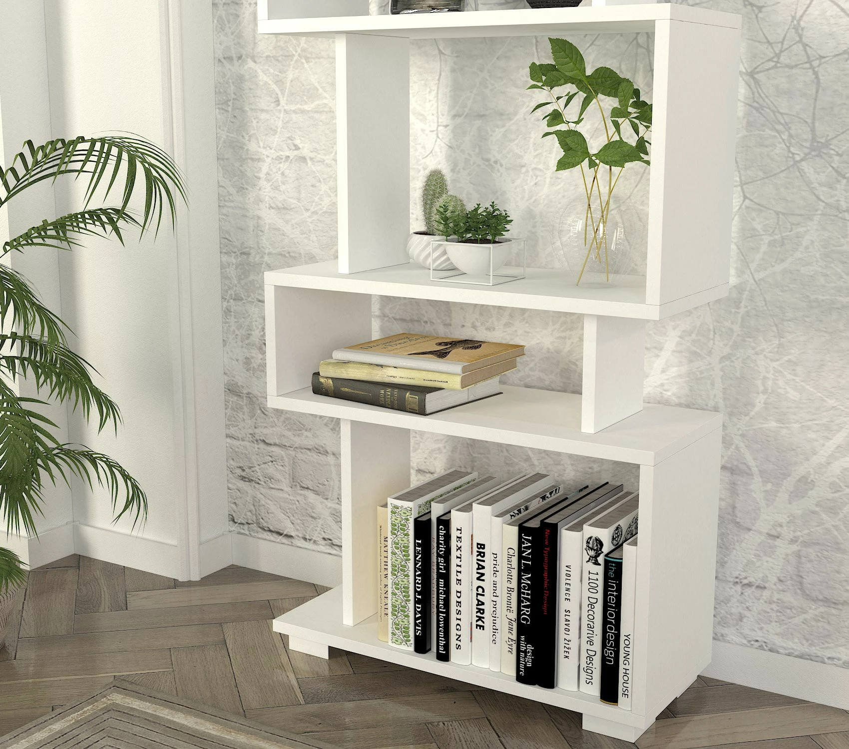 Raft librash Hanah Home, Blok, i bardhë