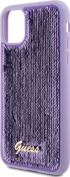 Mbështjellës Guess Sequin Script Metal për iPhone 11/XR, vjollcë