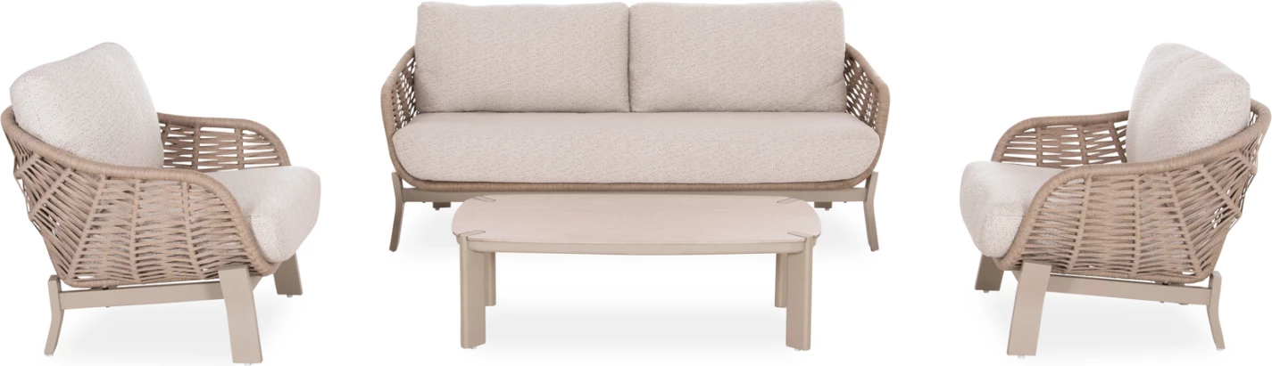 Set lounge 4 pjesë Amethyst, alumin, litar, gur i sinterizuar, bezhë, CD6501.02