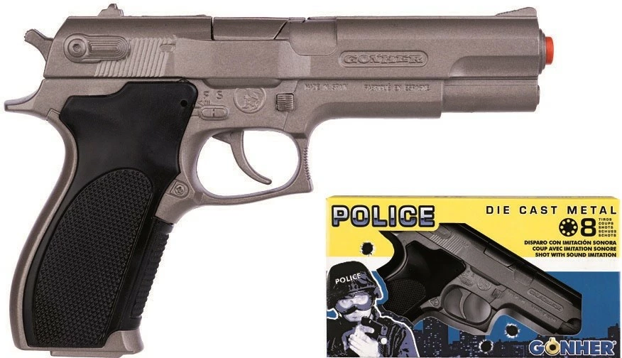Pistoletë metalike policie Pulio GONHER 45/0, për djem, e zezë/çelik