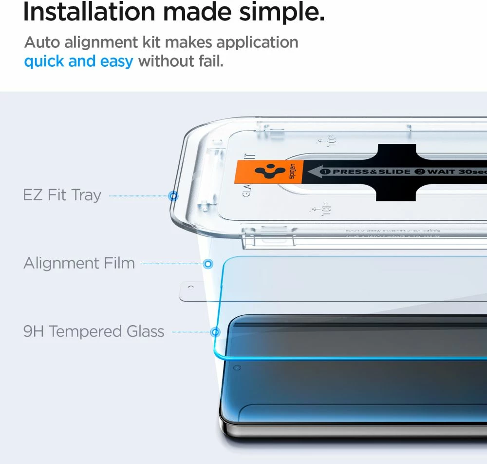 Xham i fortë mbrojtës Spigen Glas.tR EZ Fit për Samsung Galaxy S24/S25, 2 copë