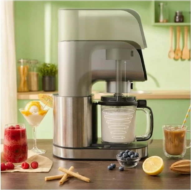 Aparat për akullore UFESA Gelatella 500 W 1.4 L, 2x700 ml tasa Tritan, inox/argjendtë