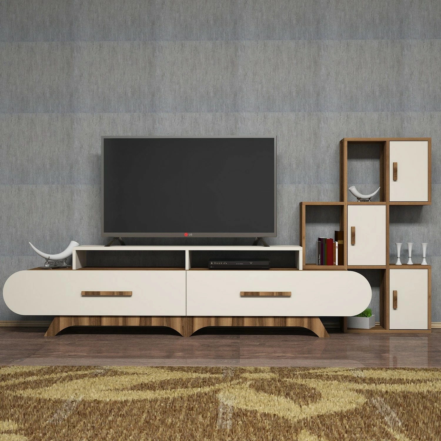 Komodë TV Hanah Home Flora S, ngjyrë arre dhe krem