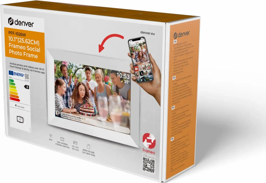 Kornizë digjitale Denver Frameo PFF-1026W, 10.1", 16 GB, e bardhë