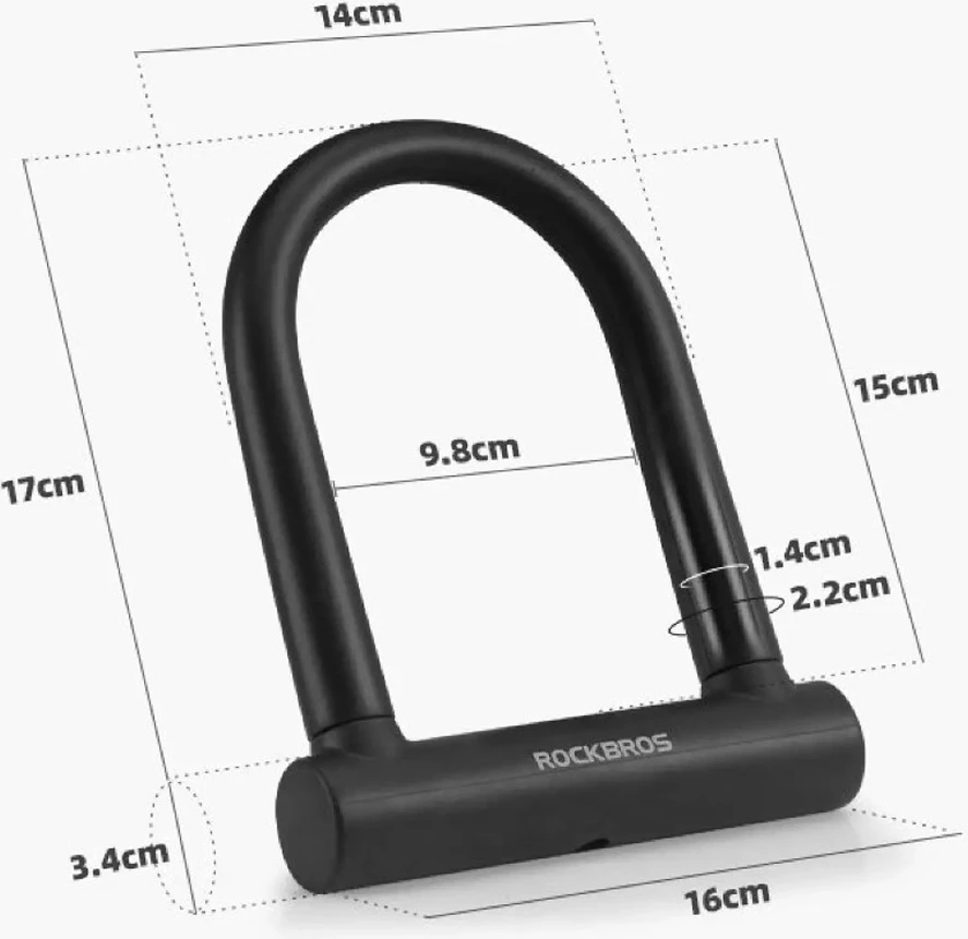 Bravë biçiklete Rockbros RKS610-BK U-lock, e zezë