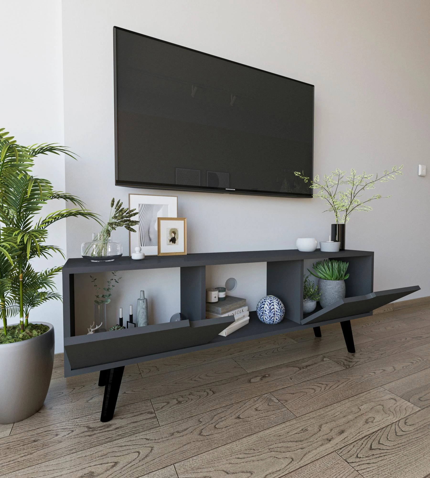 Komodë TV Skye Decor, ngjyrë siena-antracit