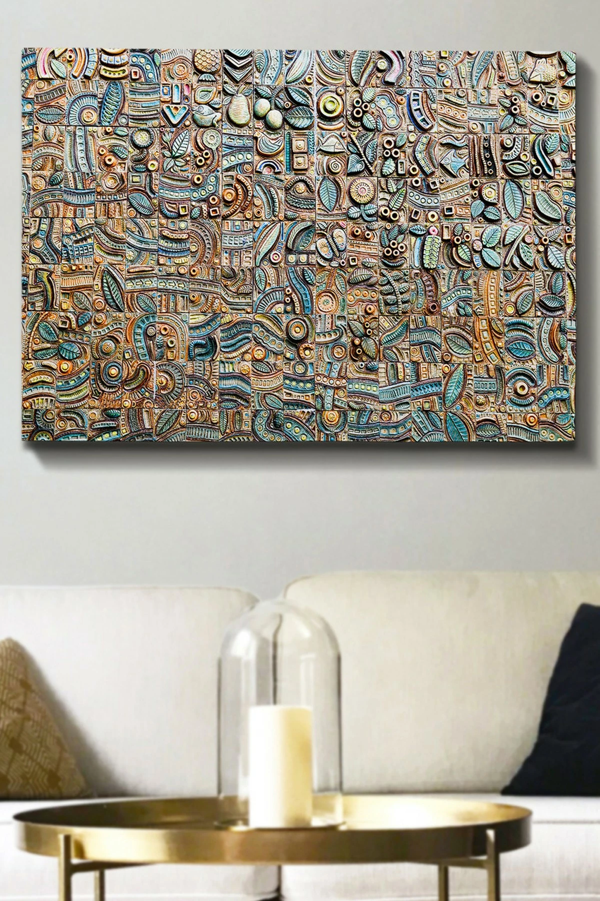 Pikturë dekorative në kanavacë, shumëngjyrëshe, 70x100cm, kornizë druri