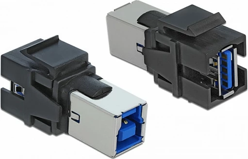 Adapter Keystone USB DeLOCK 86395, USB-A femër në USB-B femër, flat, i zi