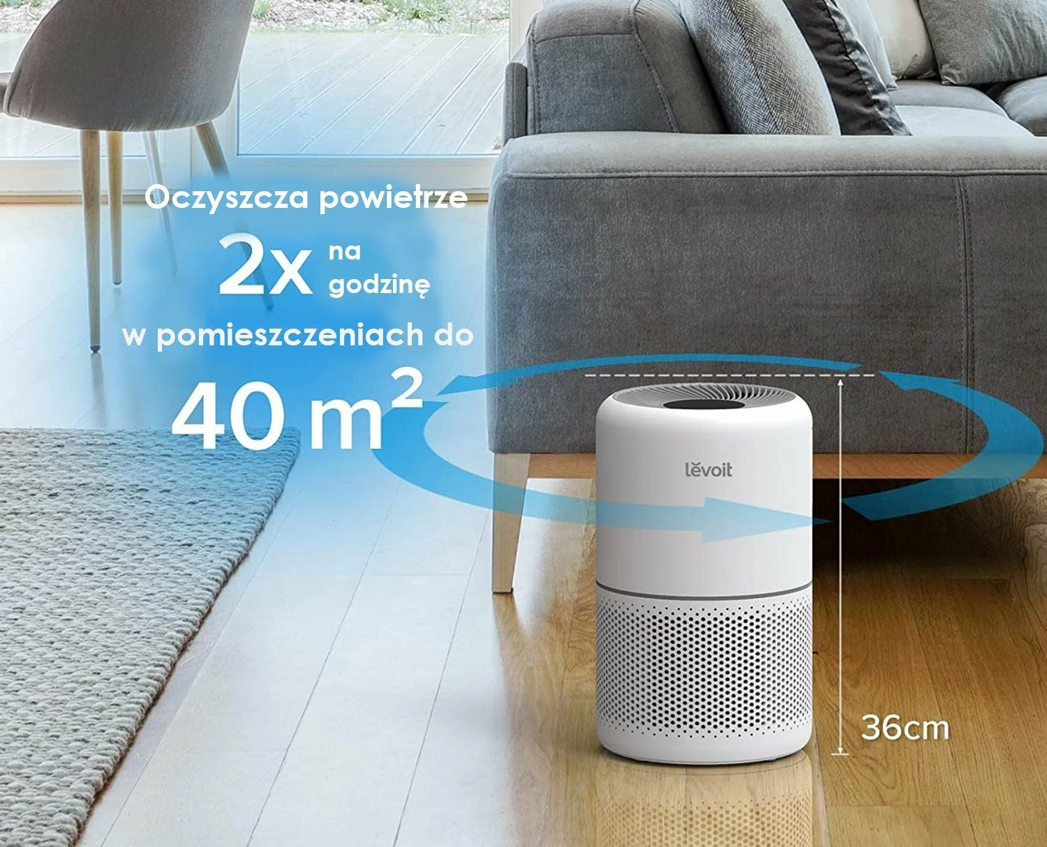 Pastrues ajri Levoit Core 300, HEPA 13 + karbon aktiv, CADR 187 m³/h, deri 40 m², 33 W, i bardhë