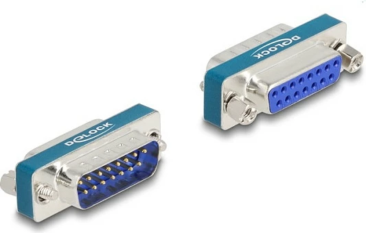Adapter VGA (D-Sub 15 pin) DeLOCK, filtër EMI/HF, mashkull në femër, argjendtë