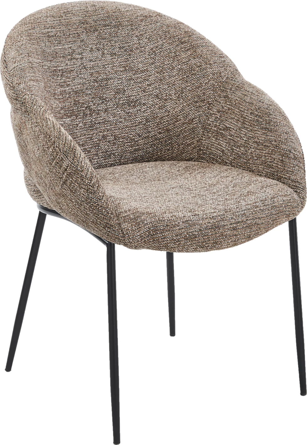 Karrige ngrënie DRENNY, set prej 2 copë, material taupe, këmbë metalike të zeza, 62x62x87cm