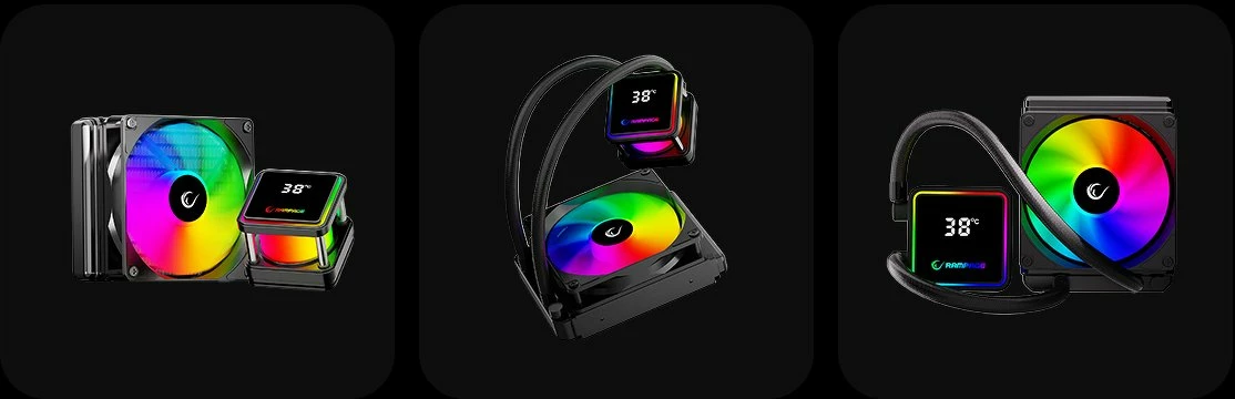 Ftohës uji AIO Rampage INFINITE V120 120 mm ARGB me ekran temperature, i bardhë