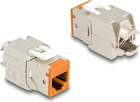 Modul Keystone DeLOCK RJ45 Cat.6A me LSA pa vegla, set 10 copë, portokalli