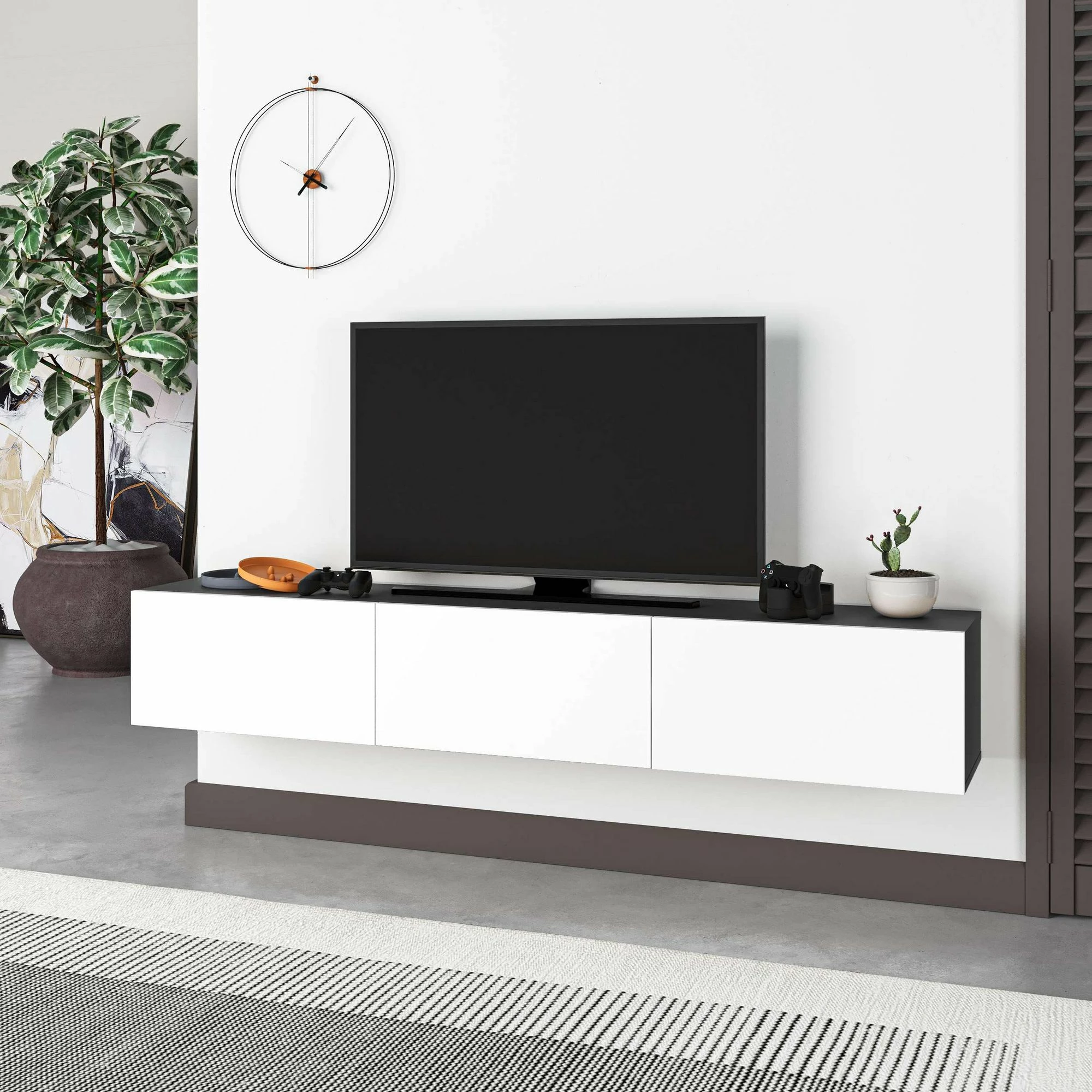 Mbajtës TV Francy, ngjyrë antracit dhe e bardhë, 180cm, Skye Decor