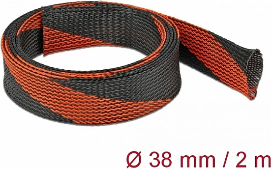 Mbrojtës kabllosh DeLOCK, gyp rrjete i zgjatshëm 2 m x 38 mm, zi/kuq