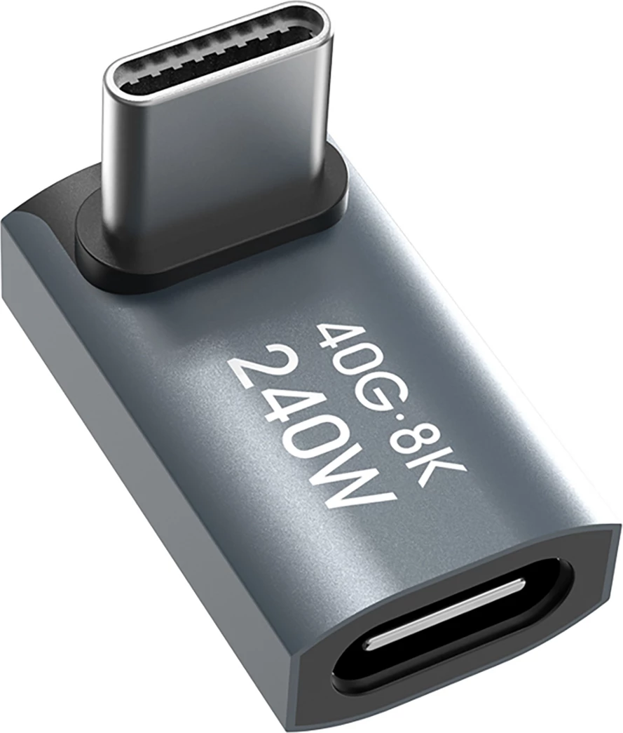 Adapter i kënduar USB-C në USB-C, Wozinsky WPKF-01, Thunderbolt 4 40Gb/s, PD 240W, 8K 60Hz, OTG, gri