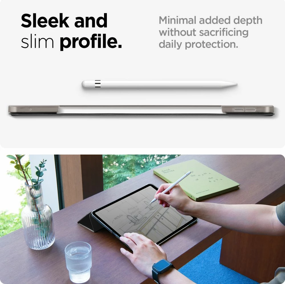 Mbështjellës tablet, Spigen Smart Fold për iPad Pro 13" (2024) A2925/A2926/A3007, kapak tri-fish me sleep/wake, i zi