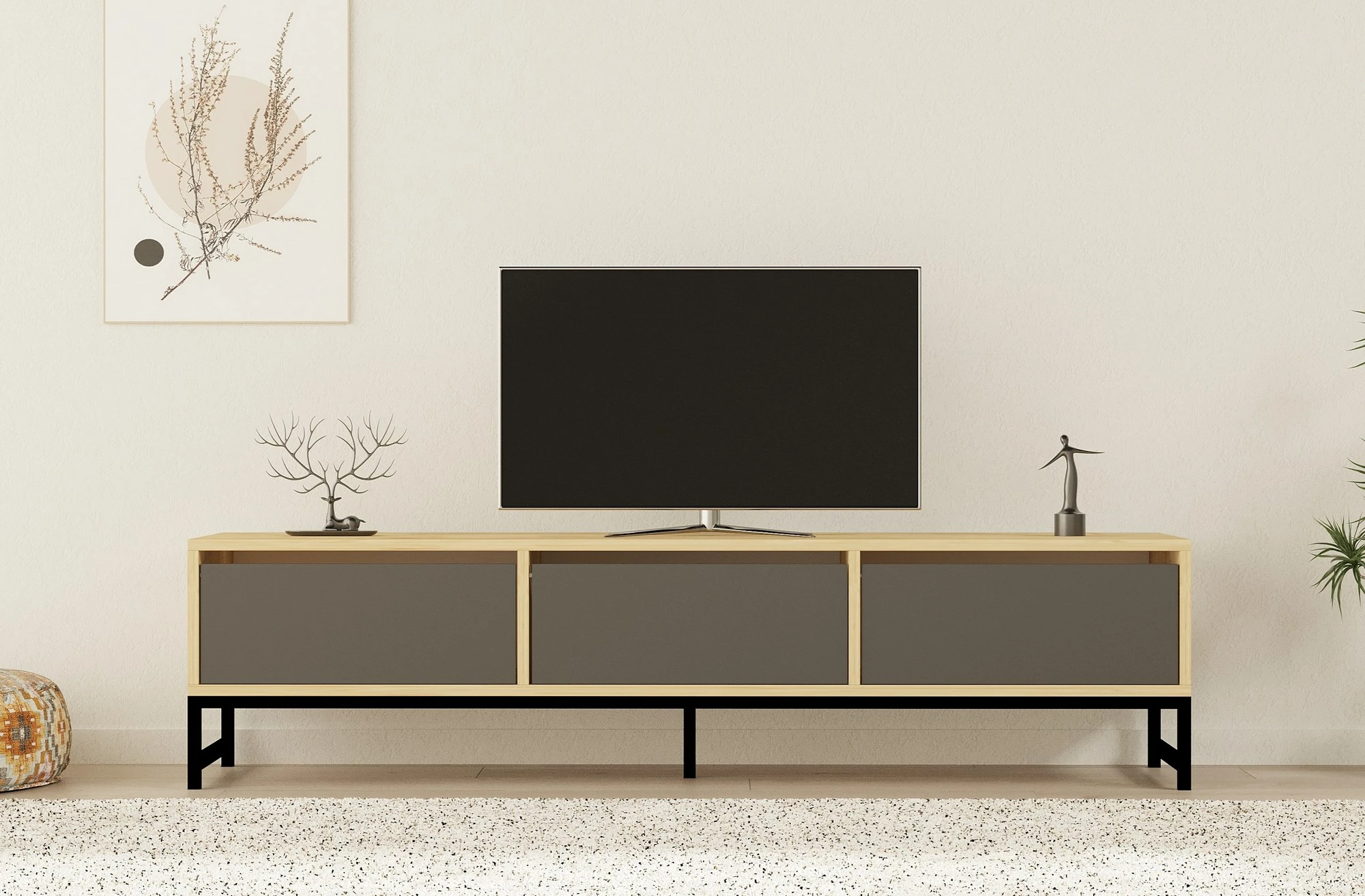 Komodë TV Hanah Home, ngjyrë sahra, 160x40x40cm