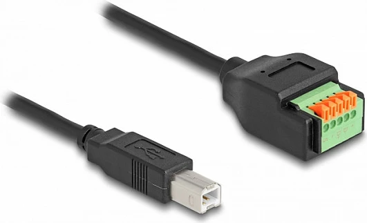 Kabllo adapter USB 2.0 Type-B DeLOCK, mashkull në bllok terminal 5-pin, 15 cm, zezë/gjelbër