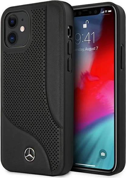 Mbështjellës Mercedes MEHCP12SCDOBK për iPhone 12 mini, lëkurë natyrale, i zi