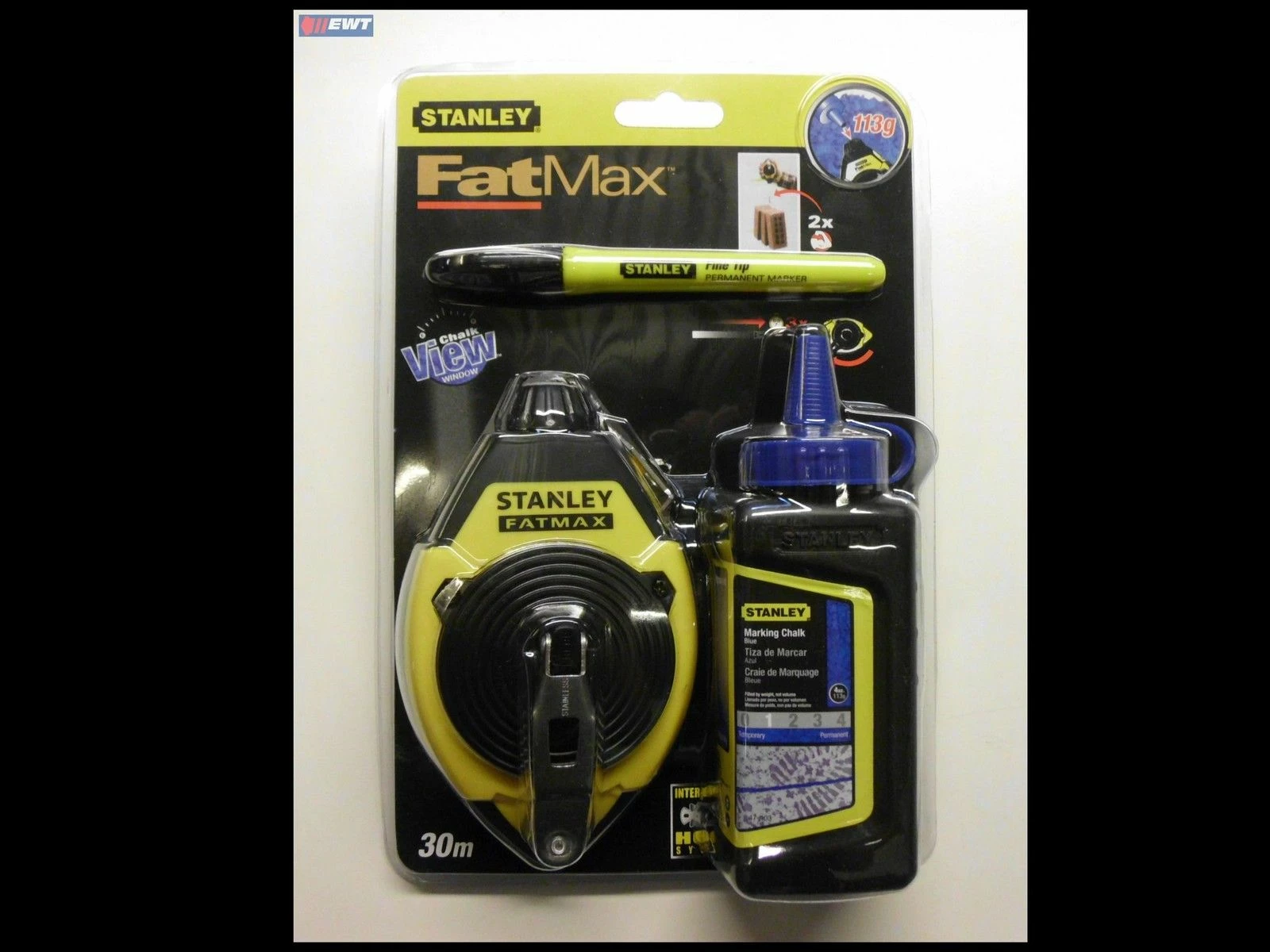 Vrivcë shënjuese me shkumës Stanley FatMax 0-47-681, 30 m + shkumës 115 g, paketë 6 copë, blu