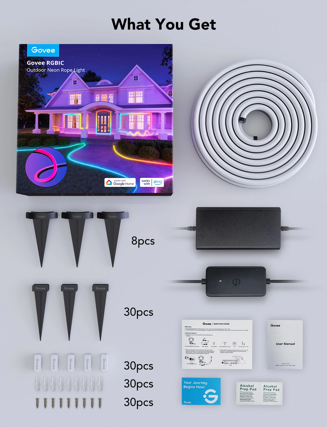 Shirit ndriçues neon i jashtëm Govee H61A8, 10m, RGBIC, IP67, prizë EU