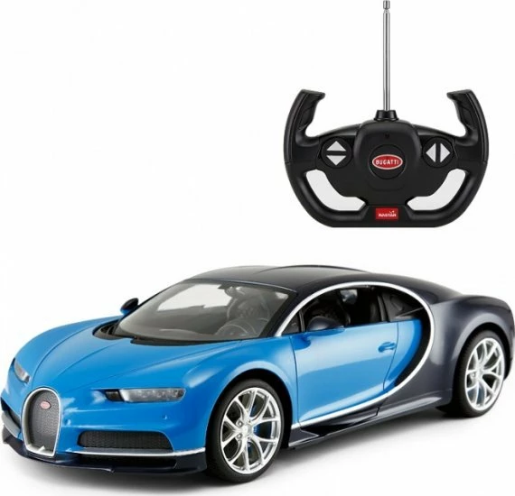 Vetura R/C Rastar Bugatti Chiron 1:14, blu, set me telekomandë