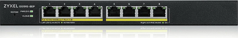 Switch Zyxel GS1915-8EP, i menaxhuar, L2, Gigabit Ethernet, PoE